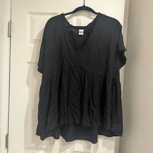 Black smocked blouse
